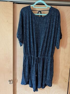 GAP Navy Heathered Drawstring Waist Romper
